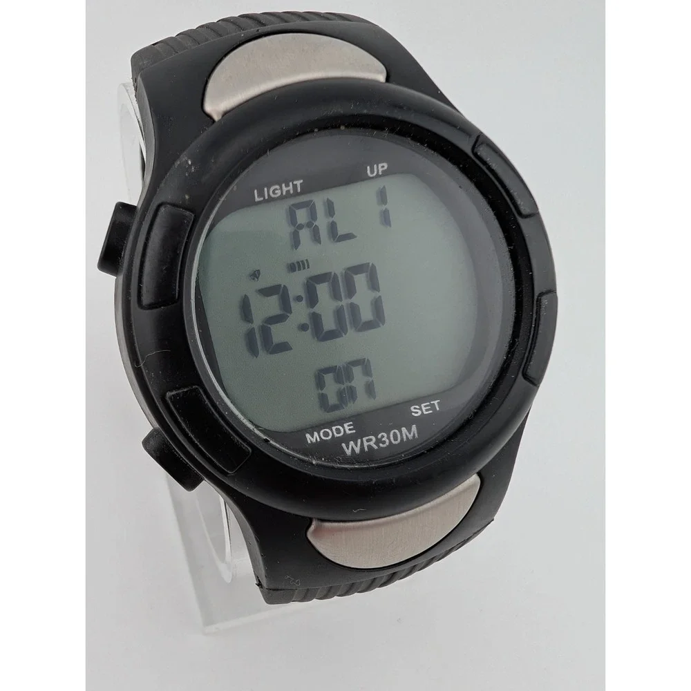 Medline‎ Watch Unisex Black Silver Digital Heart Rate Monitor WR30M- New Battery